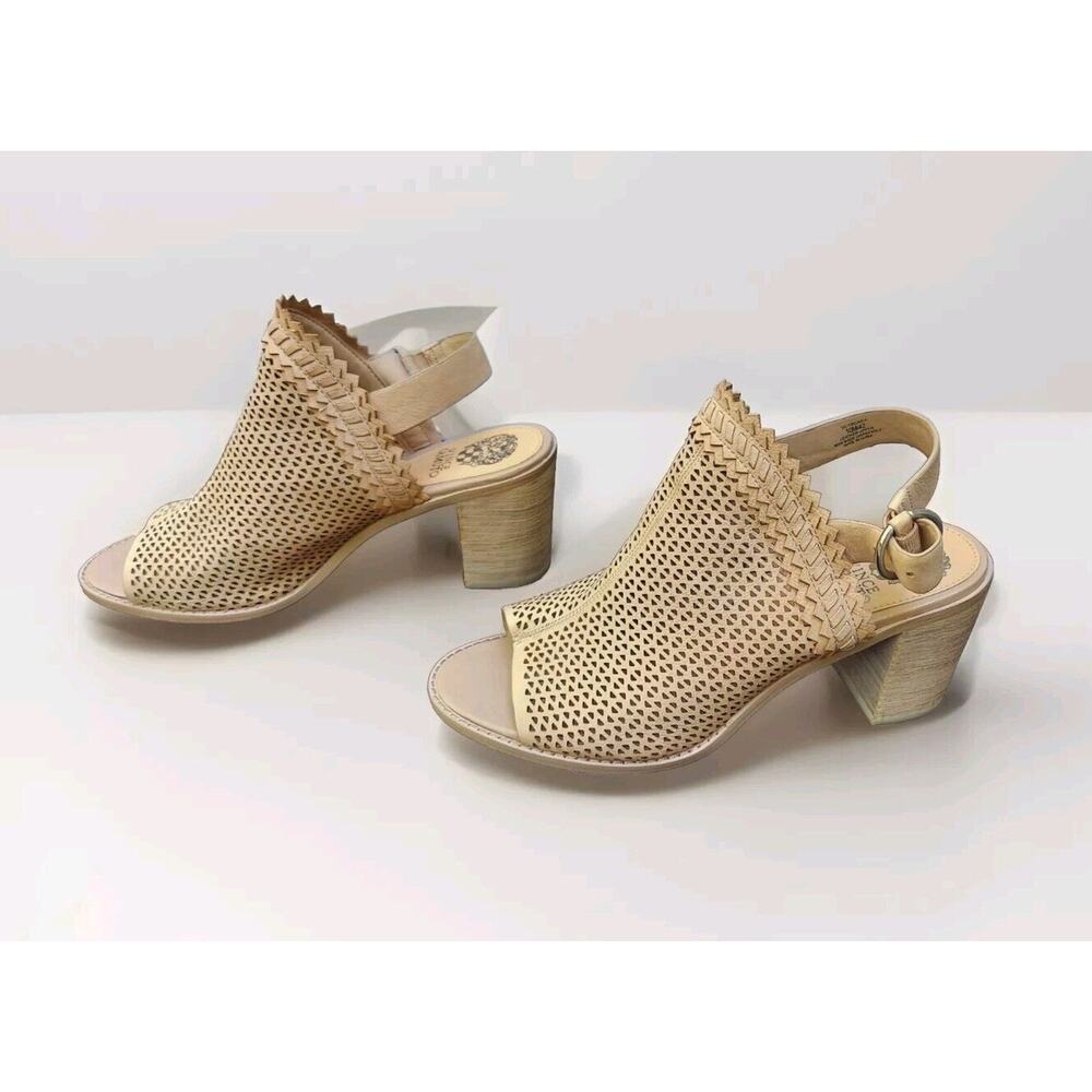 VINCE CAMUTO Designer 10 M - Peep Toe - Perforated Women's Leather Strappy Heels
